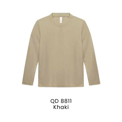 QD 8811 Khaki - QD88 kids microfibre eyelet long sleeve t-shirt in 160gsm