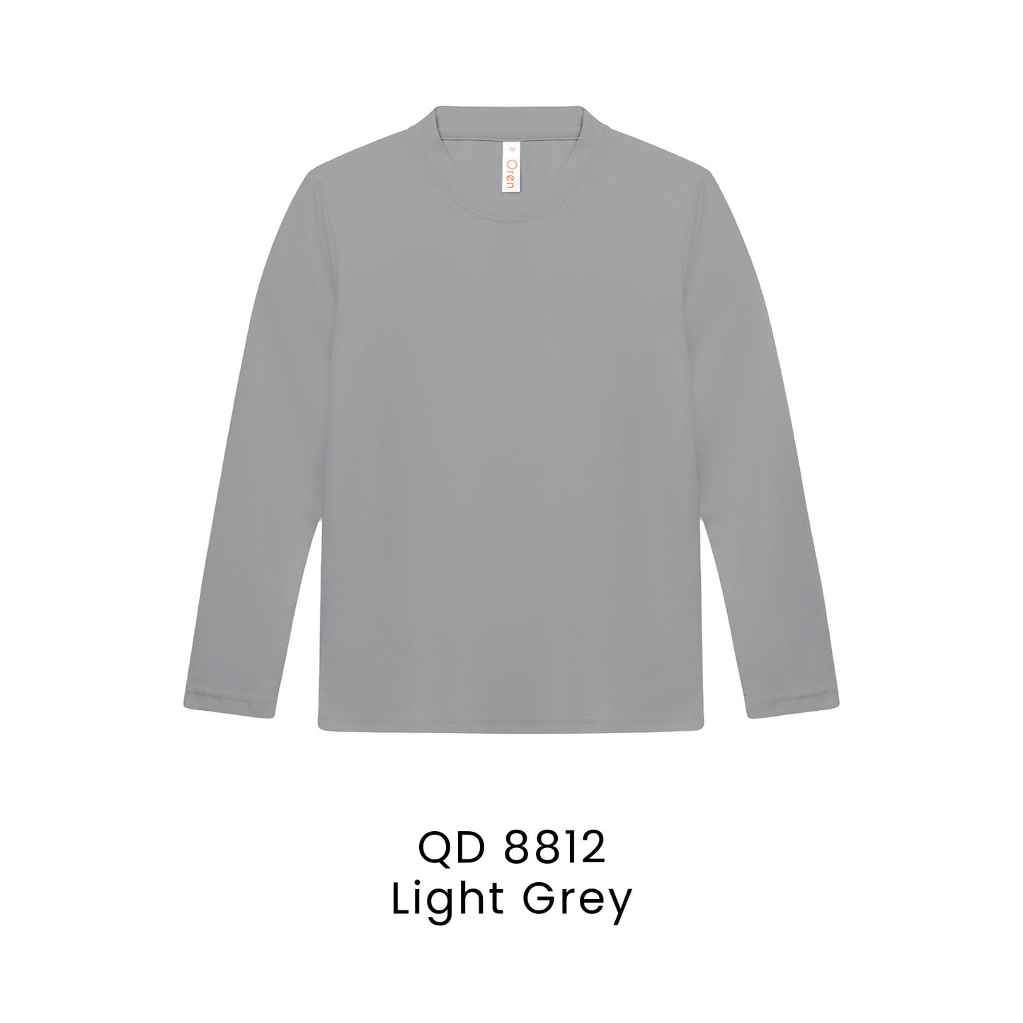 QD 8812 Light Grey - QD88 kids microfibre eyelet long sleeve t-shirt in 160gsm