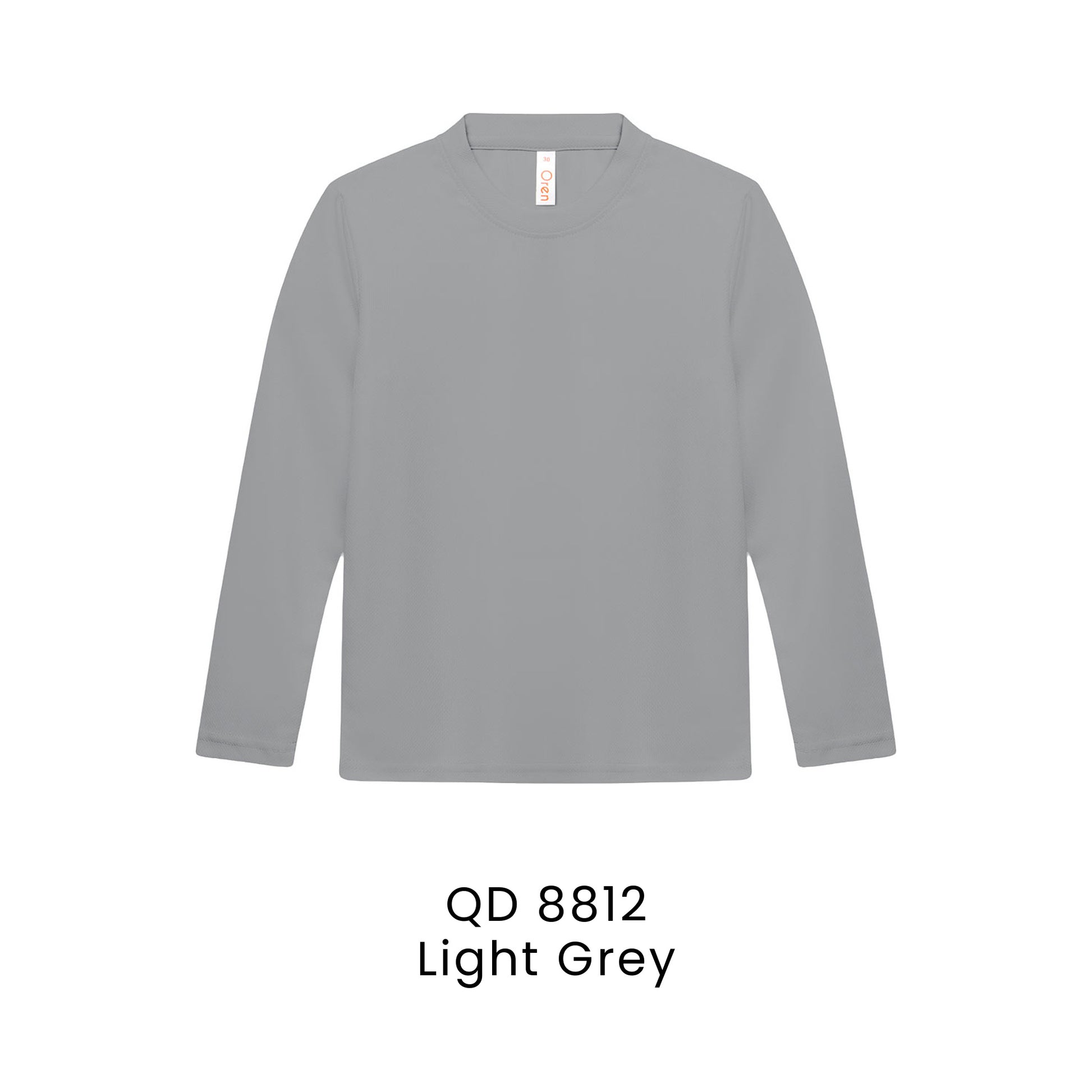 QD 8812 Light Grey - QD88 kids microfibre eyelet long sleeve t-shirt in 160gsm