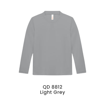 QD 8812 Light Grey - QD88 kids microfibre eyelet long sleeve t-shirt in 160gsm