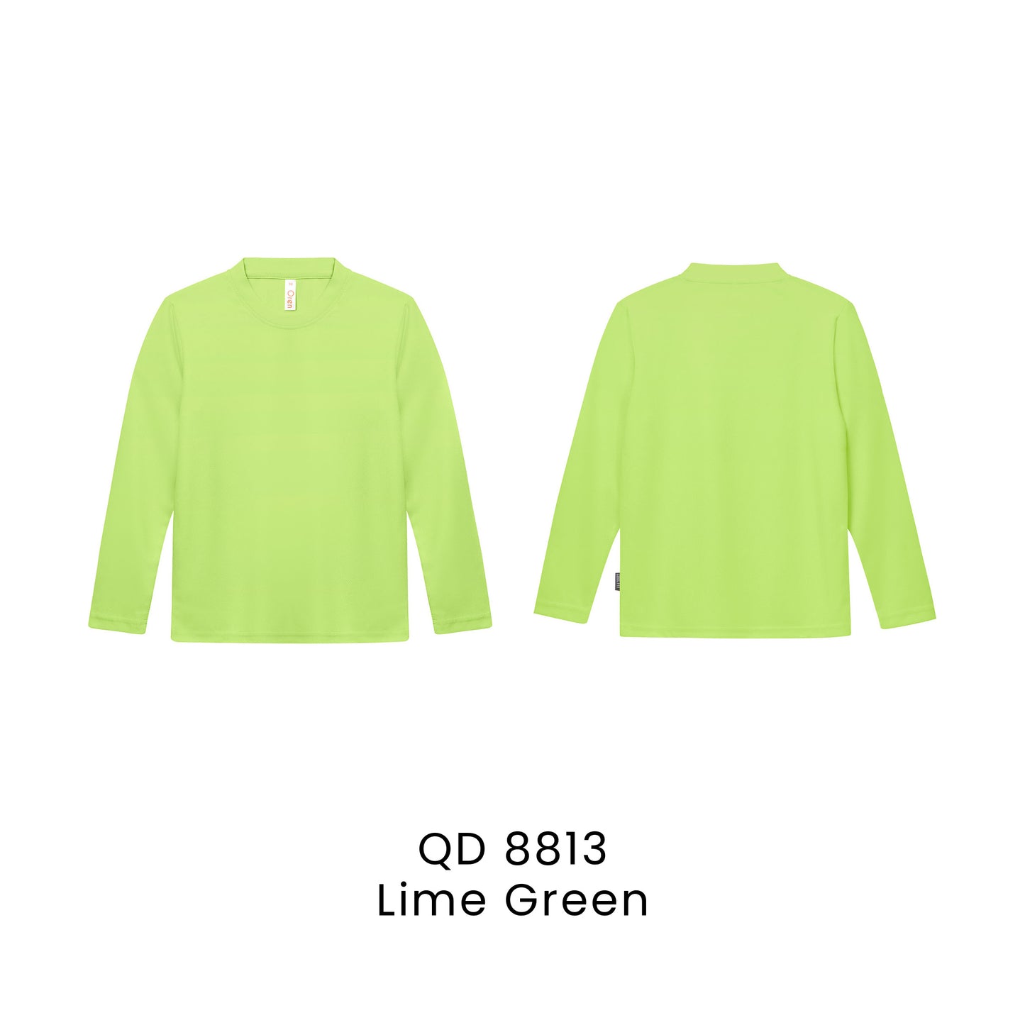 QD 8813 Lime Green - QD88 kids microfibre eyelet long sleeve t-shirt in 160gsm