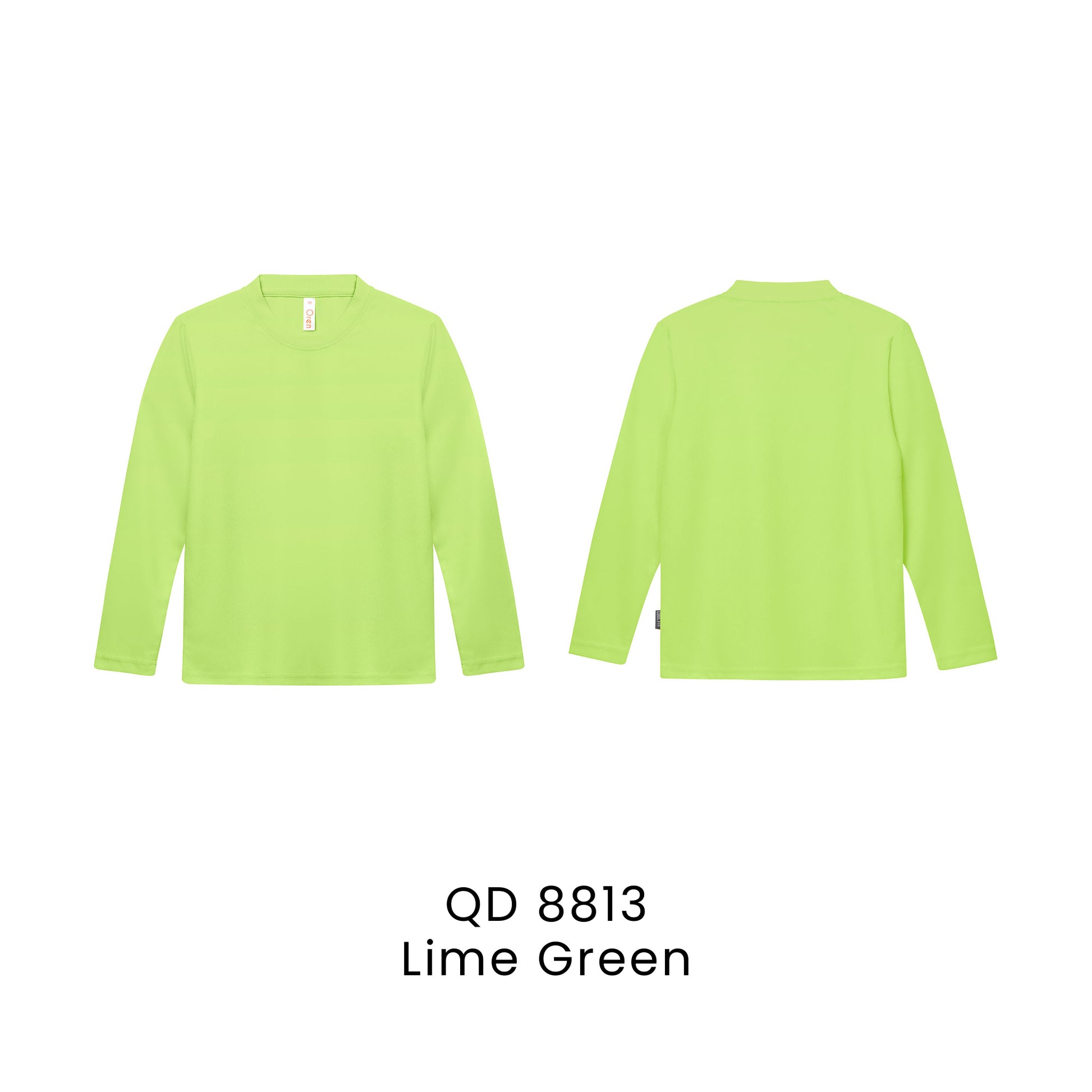 QD 8813 Lime Green - QD88 kids microfibre eyelet long sleeve t-shirt in 160gsm