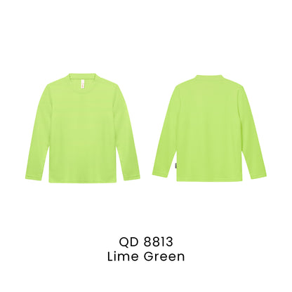 QD 8813 Lime Green - QD88 kids microfibre eyelet long sleeve t-shirt in 160gsm
