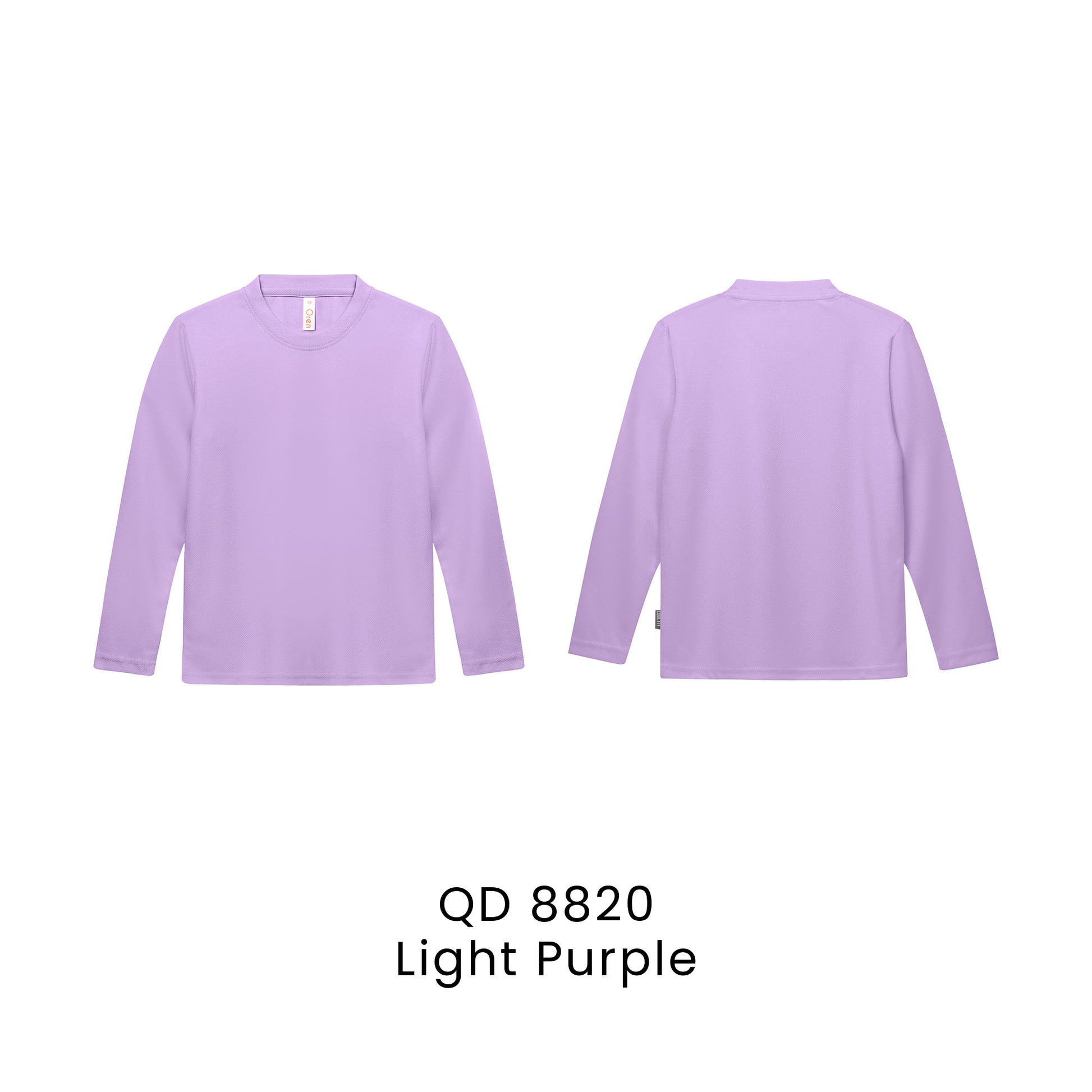 QD 8820 Light Purple - QD88 kids microfibre eyelet long sleeve t-shirt in 160gsm