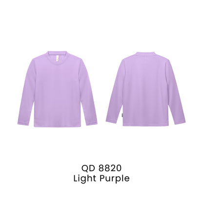 QD 8820 Light Purple - QD88 kids microfibre eyelet long sleeve t-shirt in 160gsm