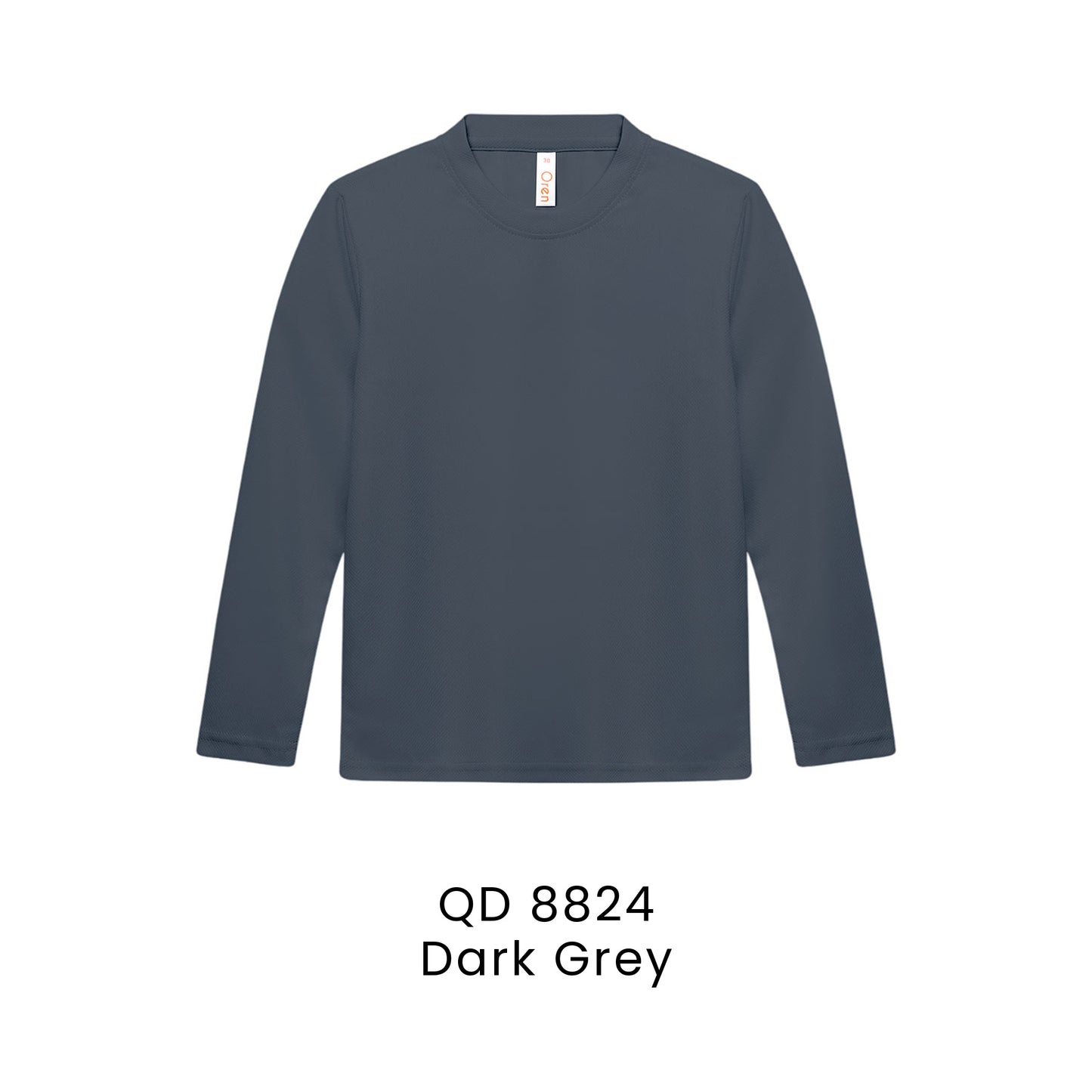 QD 8824 Dark Grey - QD88 kids microfibre eyelet long sleeve t-shirt in 160gsm