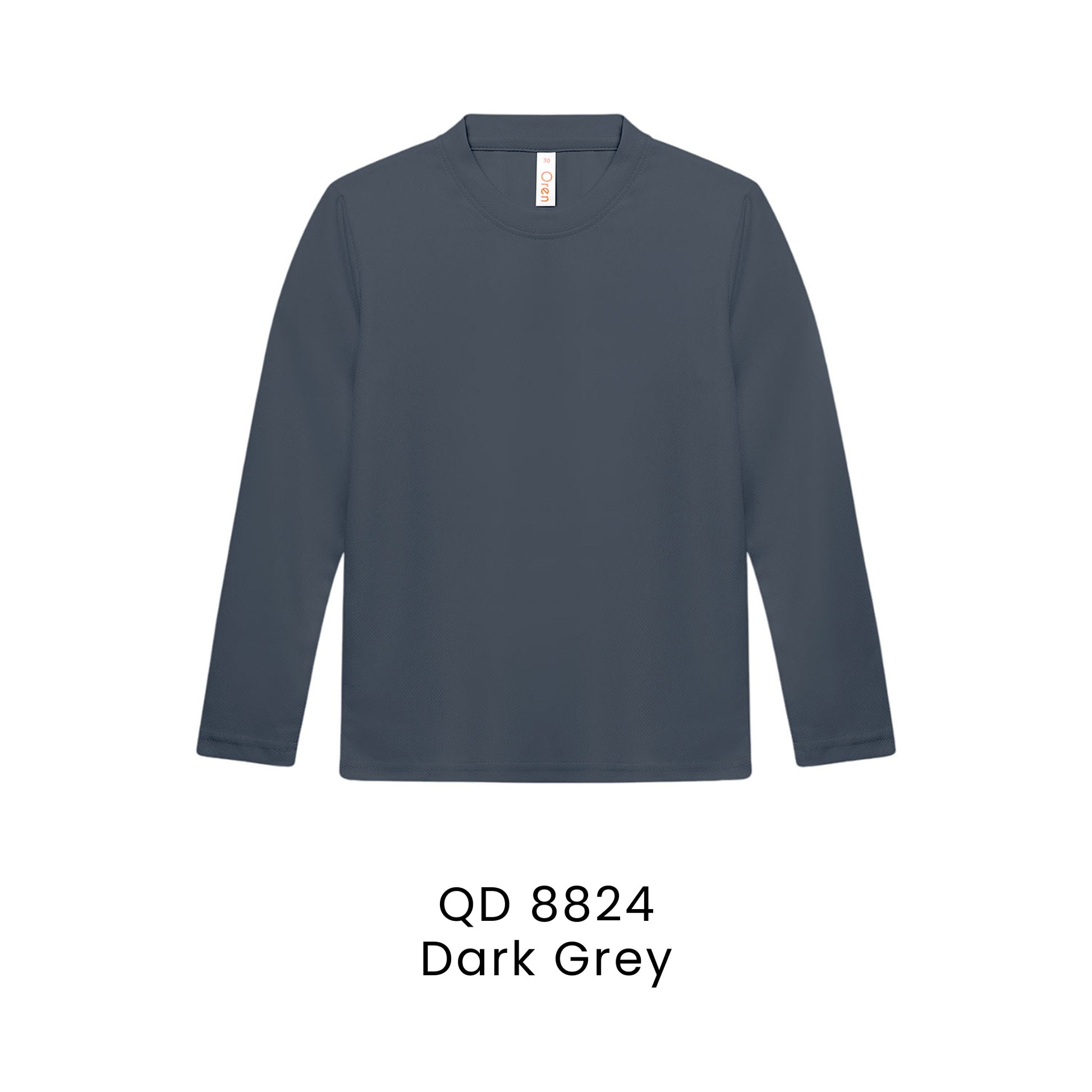 QD 8824 Dark Grey - QD88 kids microfibre eyelet long sleeve t-shirt in 160gsm