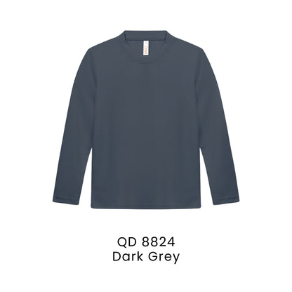 QD 8824 Dark Grey - QD88 kids microfibre eyelet long sleeve t-shirt in 160gsm