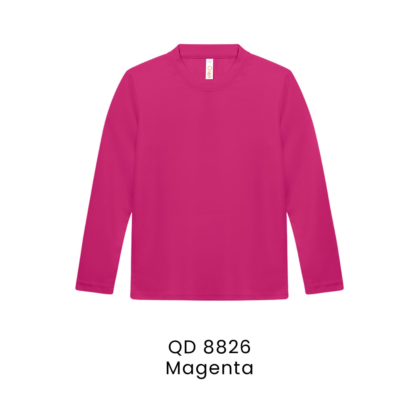 QD 8826 Magenta - QD88 kids microfibre eyelet long sleeve t-shirt in 160gsm