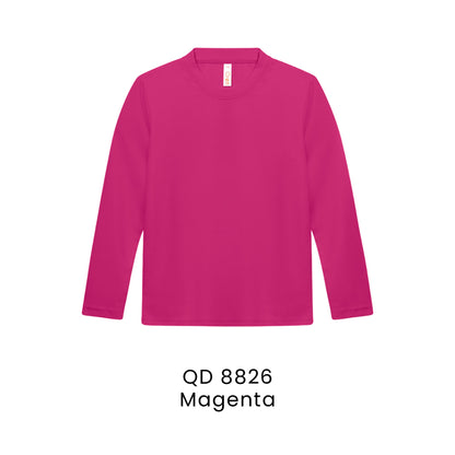 QD 8826 Magenta - QD88 kids microfibre eyelet long sleeve t-shirt in 160gsm