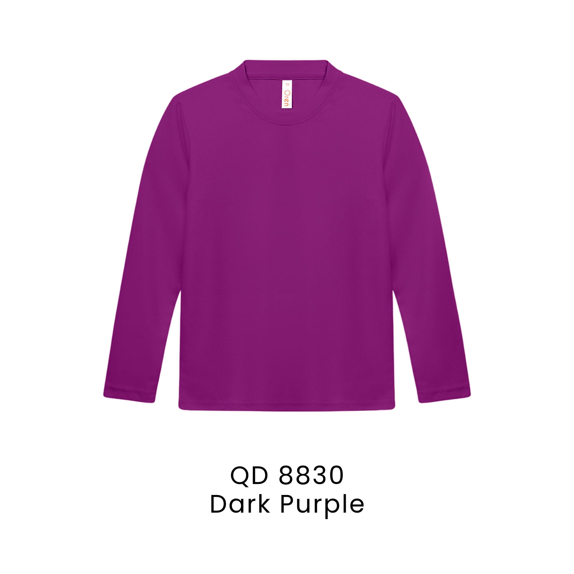 QD 8830 Dark Purple - QD88 kids microfibre eyelet long sleeve t-shirt in 160gsm