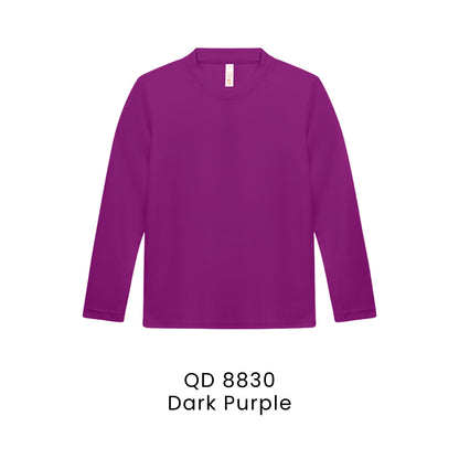 QD 8830 Dark Purple - QD88 kids microfibre eyelet long sleeve t-shirt in 160gsm