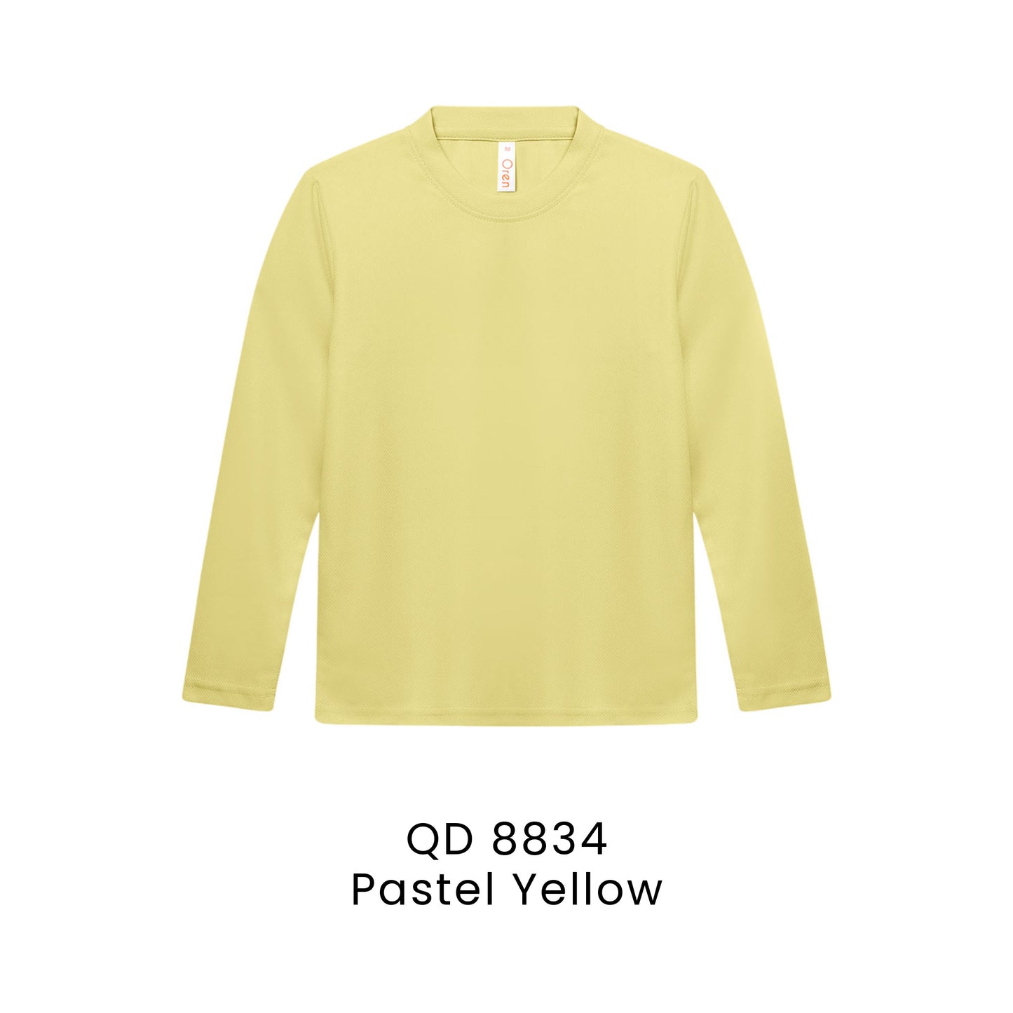 QD 8834 Pastel Yellow - QD88 kids microfibre eyelet long sleeve t-shirt in 160gsm