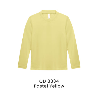 QD 8834 Pastel Yellow - QD88 kids microfibre eyelet long sleeve t-shirt in 160gsm