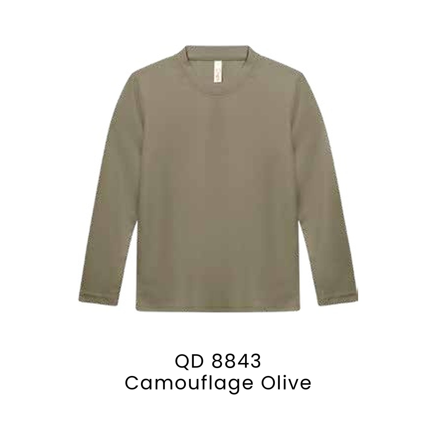 QD 8843 Camouflage Olive - QD88 kids microfibre eyelet long sleeve t-shirt in 160gsm