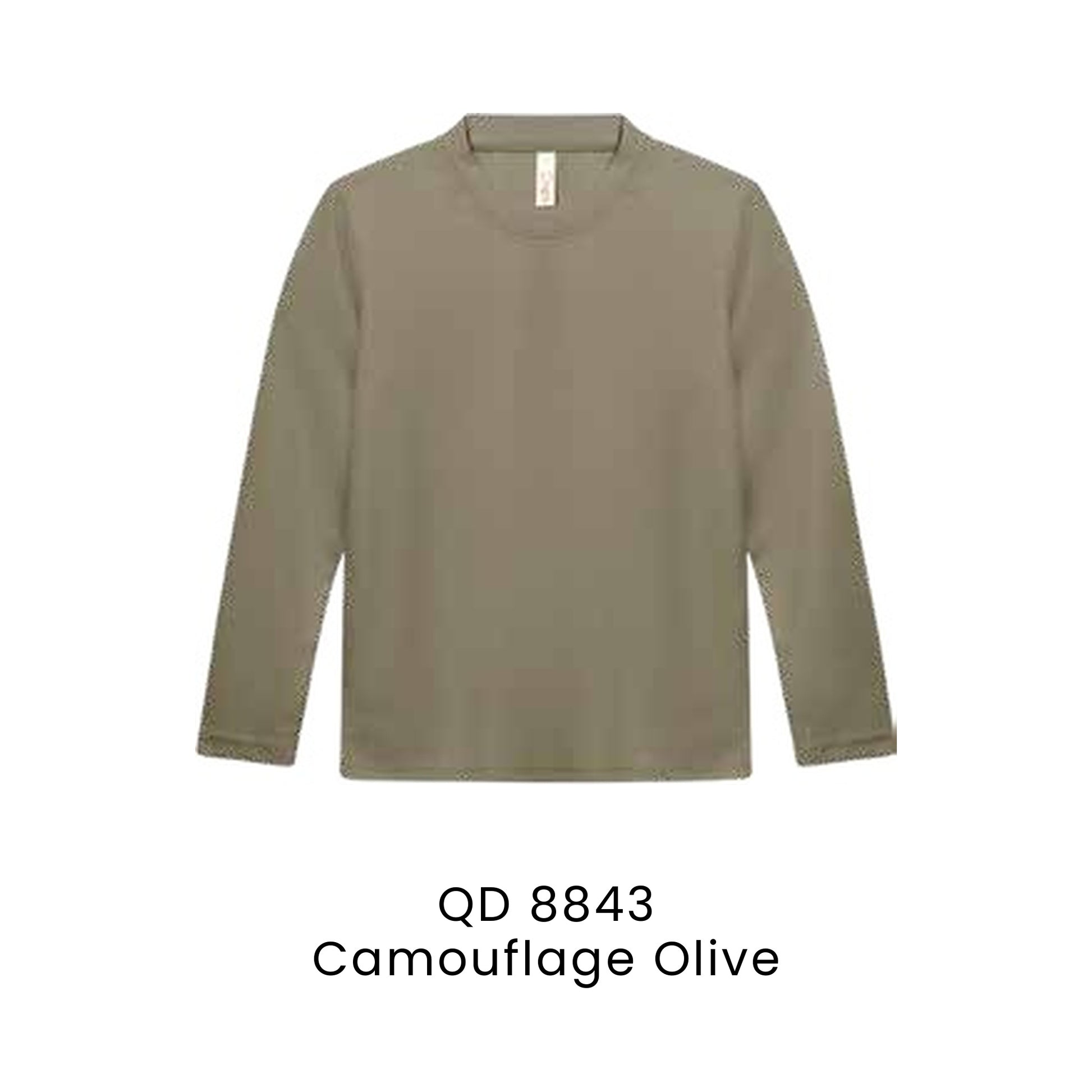 QD 8843 Camouflage Olive - QD88 kids microfibre eyelet long sleeve t-shirt in 160gsm
