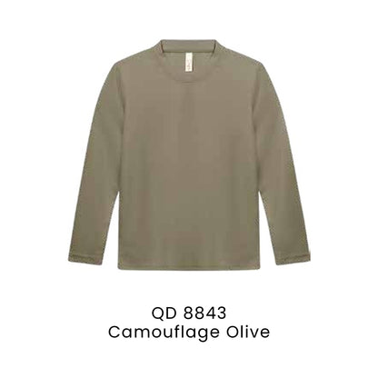QD 8843 Camouflage Olive - QD88 kids microfibre eyelet long sleeve t-shirt in 160gsm