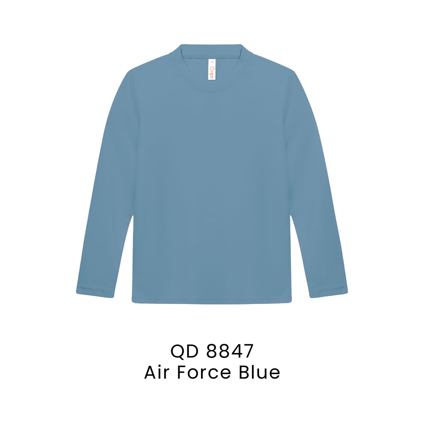 QD 8847 Air Force Blue - QD88 kids microfibre eyelet long sleeve t-shirt in 160gsm