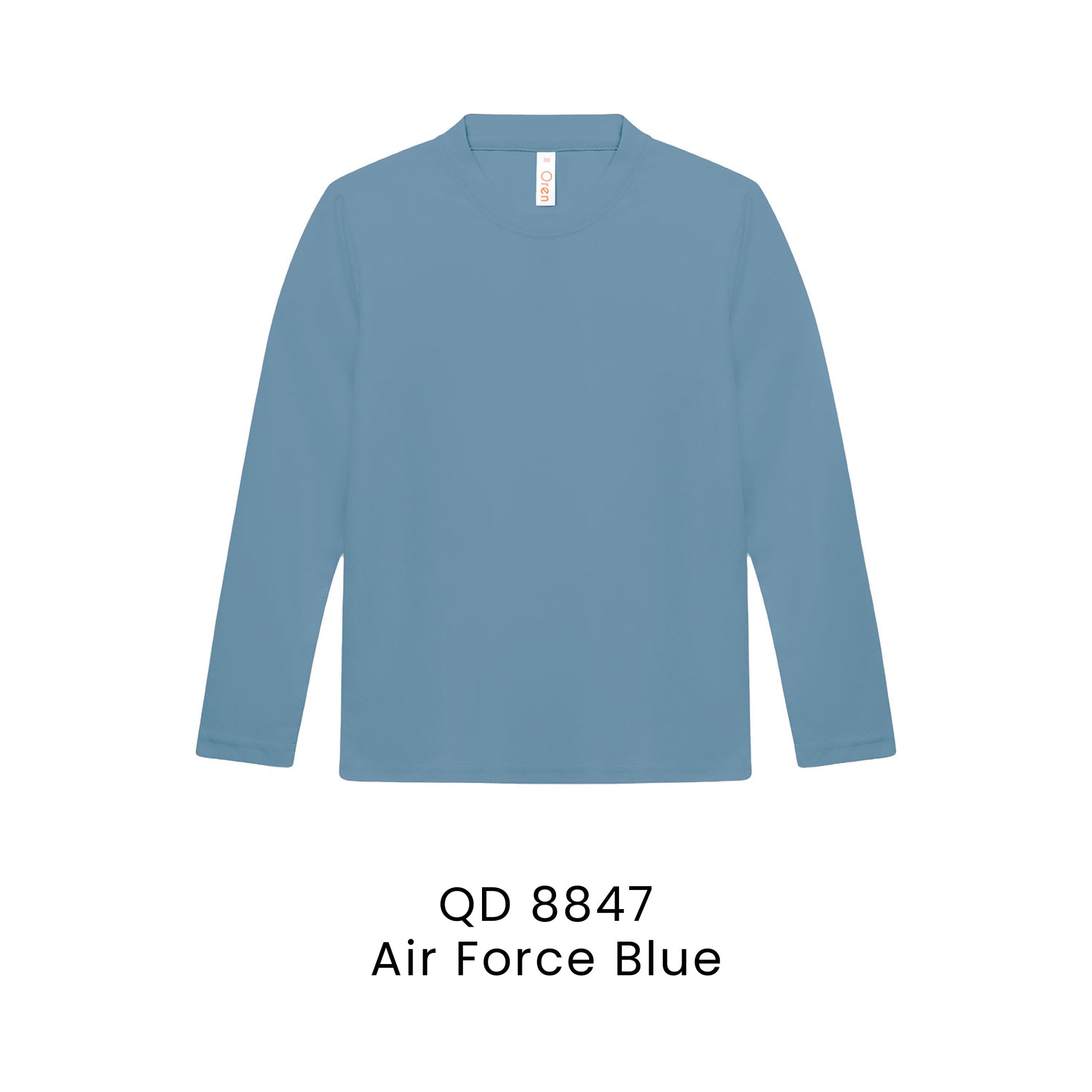 QD 8847 Air Force Blue - QD88 kids microfibre eyelet long sleeve t-shirt in 160gsm