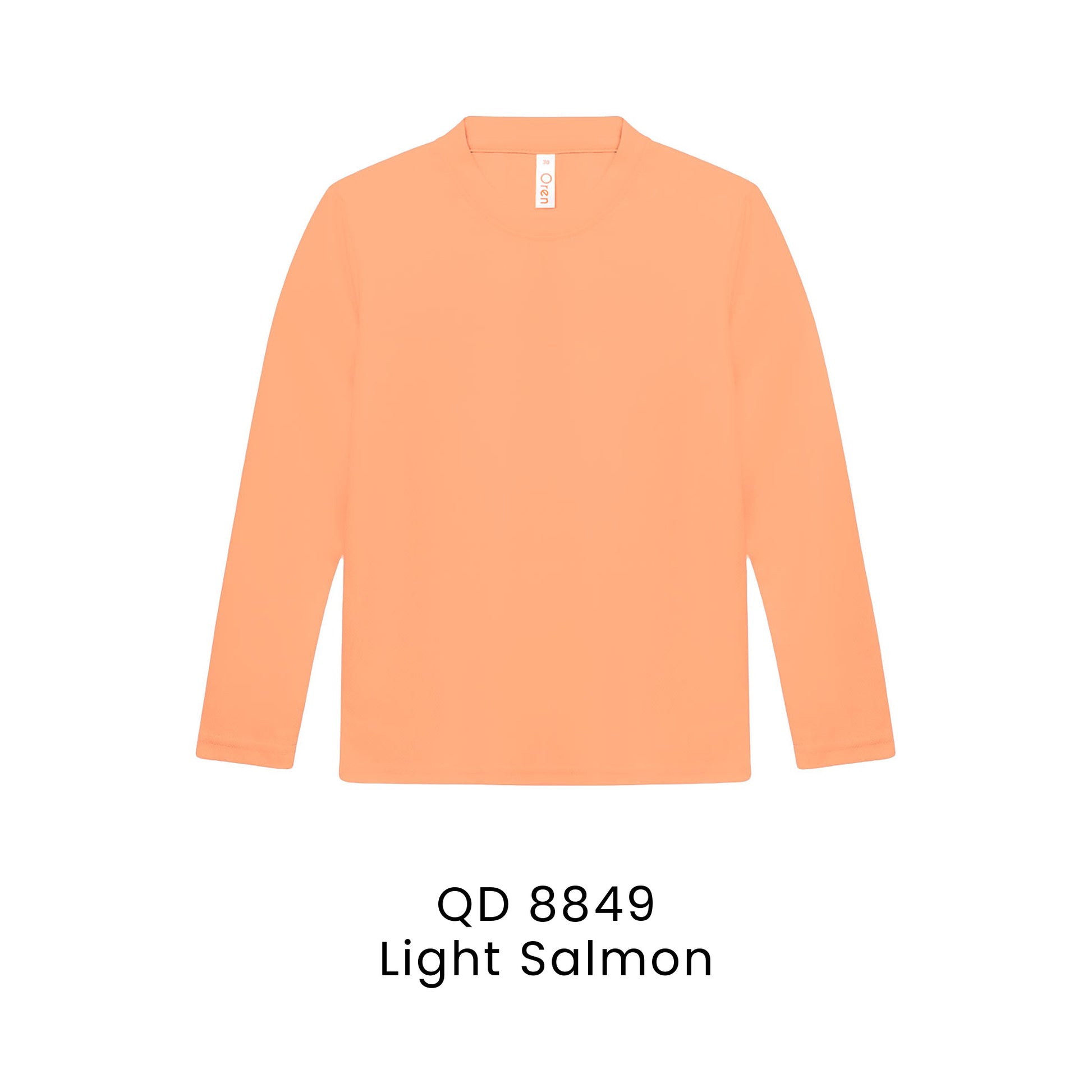 QD 8849 Light Salmon - QD88 kids microfibre eyelet long sleeve t-shirt in 160gsm