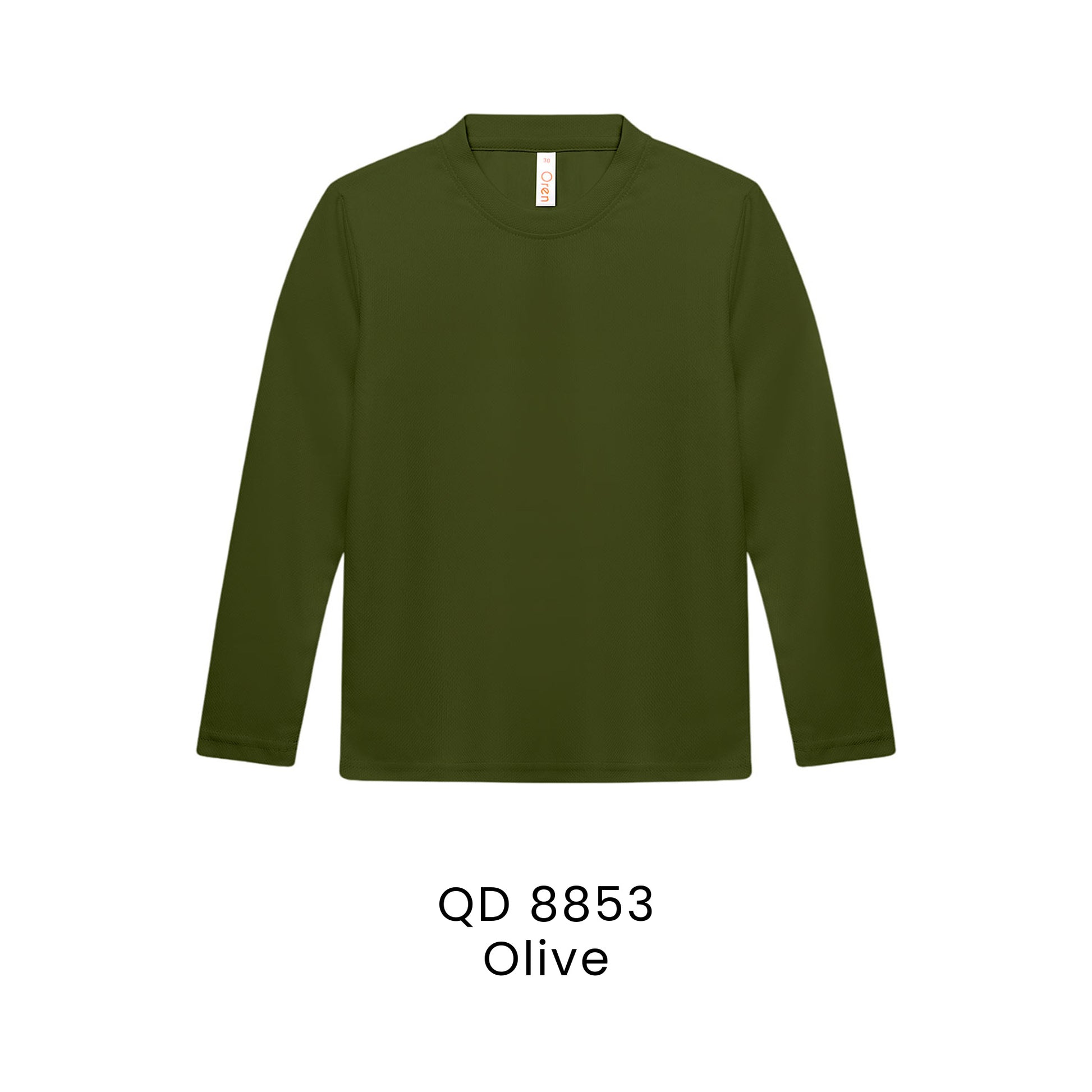 QD 8853 Olive - QD88 kids microfibre eyelet long sleeve t-shirt in 160gsm