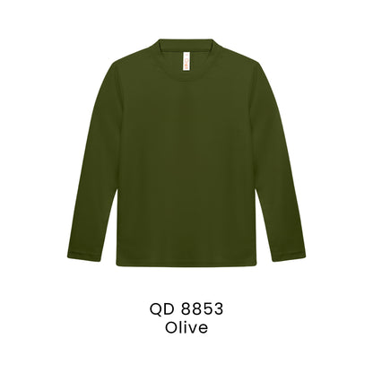 QD 8853 Olive - QD88 kids microfibre eyelet long sleeve t-shirt in 160gsm