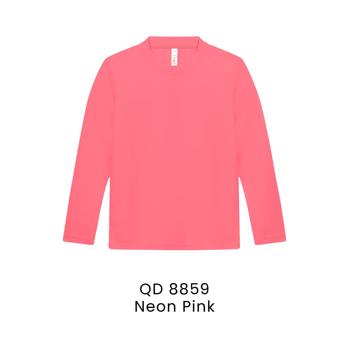 QD 8859 Neon Pink - QD88 kids microfibre eyelet long sleeve t-shirt in 160gsm