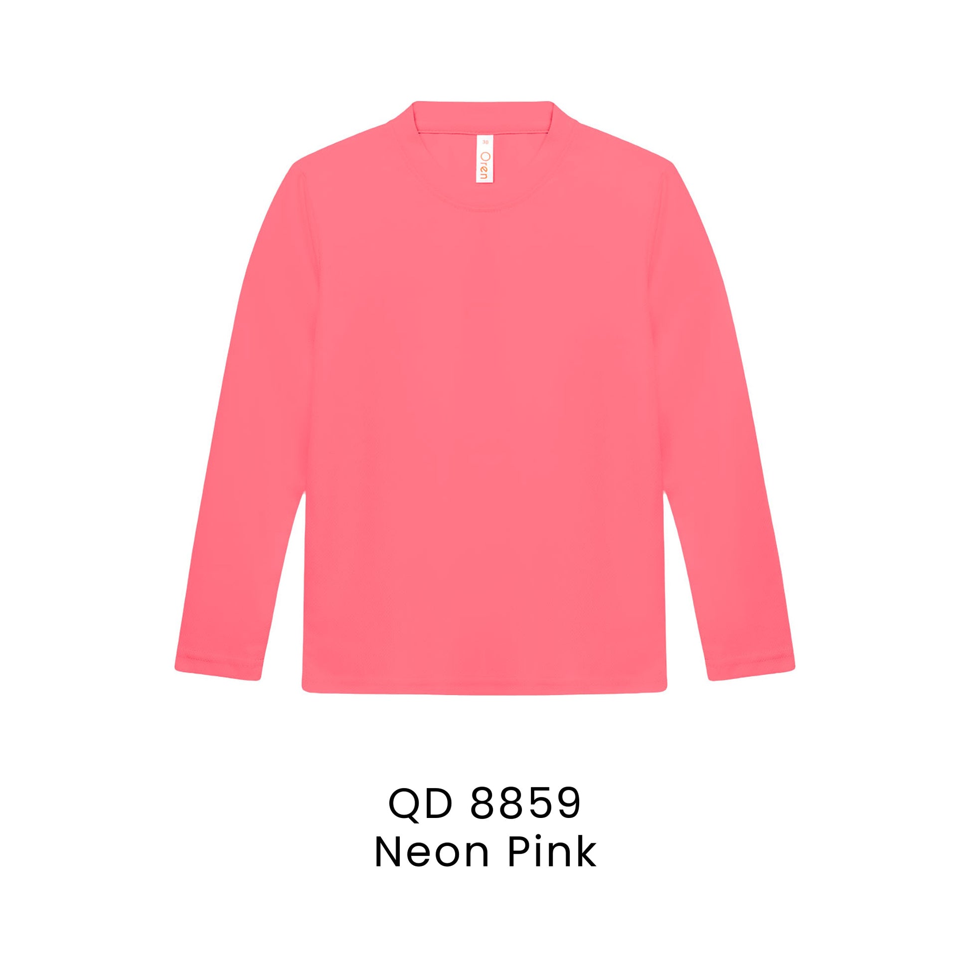QD 8859 Neon Pink - QD88 kids microfibre eyelet long sleeve t-shirt in 160gsm