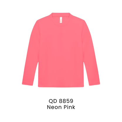 QD 8859 Neon Pink - QD88 kids microfibre eyelet long sleeve t-shirt in 160gsm