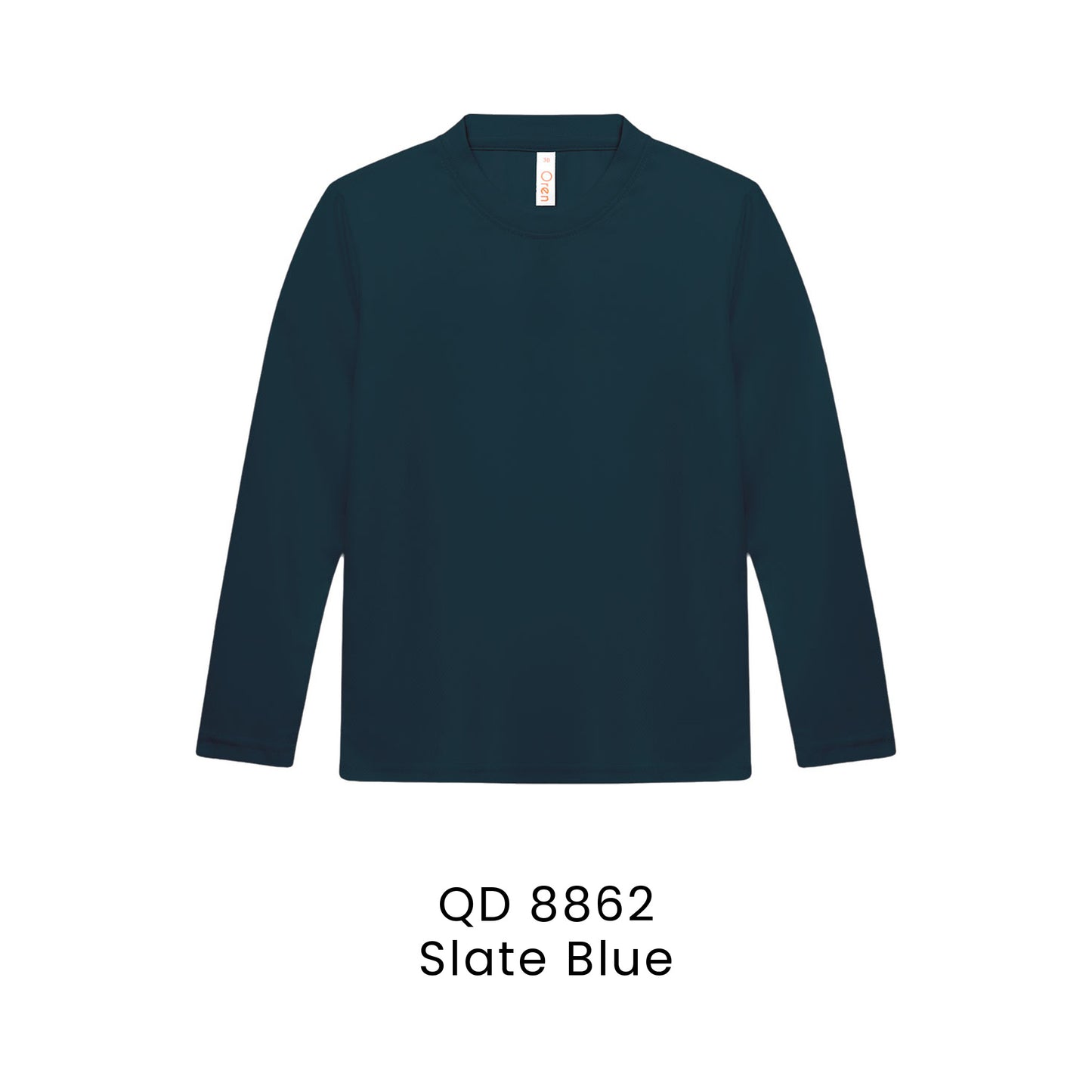QD 8862 Slate Blue - QD88 kids microfibre eyelet long sleeve t-shirt in 160gsm