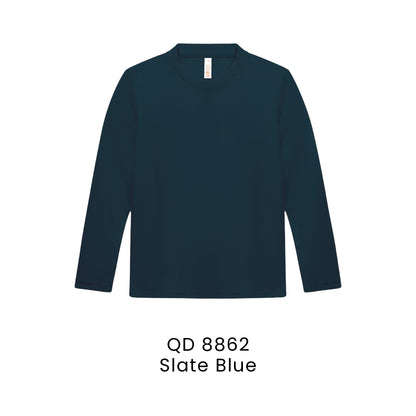 QD 8862 Slate Blue - QD88 kids microfibre eyelet long sleeve t-shirt in 160gsm