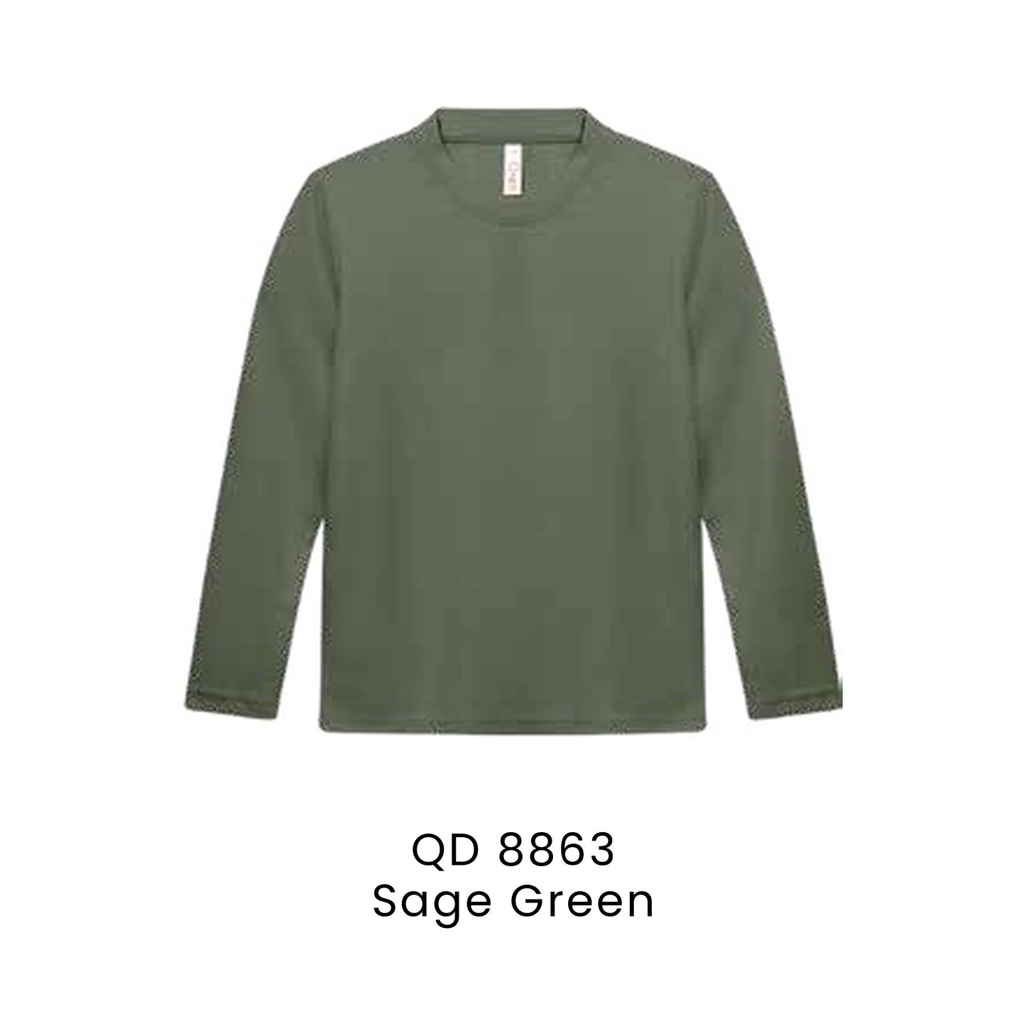 QD 8863 Sage Green - QD88 kids microfibre eyelet long sleeve t-shirt in 160gsm