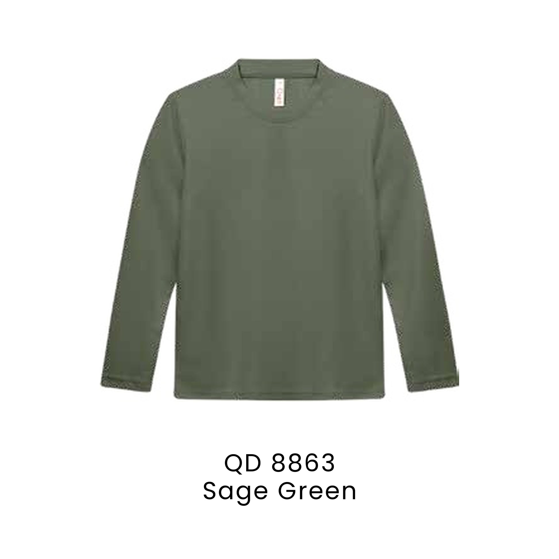 QD 8863 Sage Green - QD88 kids microfibre eyelet long sleeve t-shirt in 160gsm