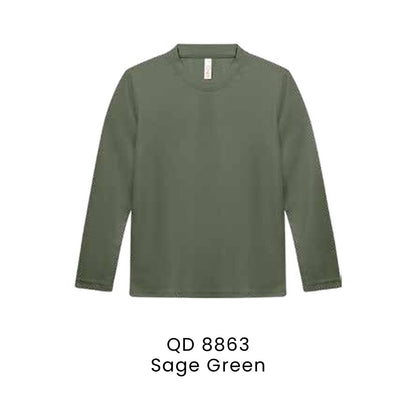 QD 8863 Sage Green - QD88 kids microfibre eyelet long sleeve t-shirt in 160gsm