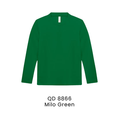QD 8866 Milo Green - QD88 kids microfibre eyelet long sleeve t-shirt in 160gsm