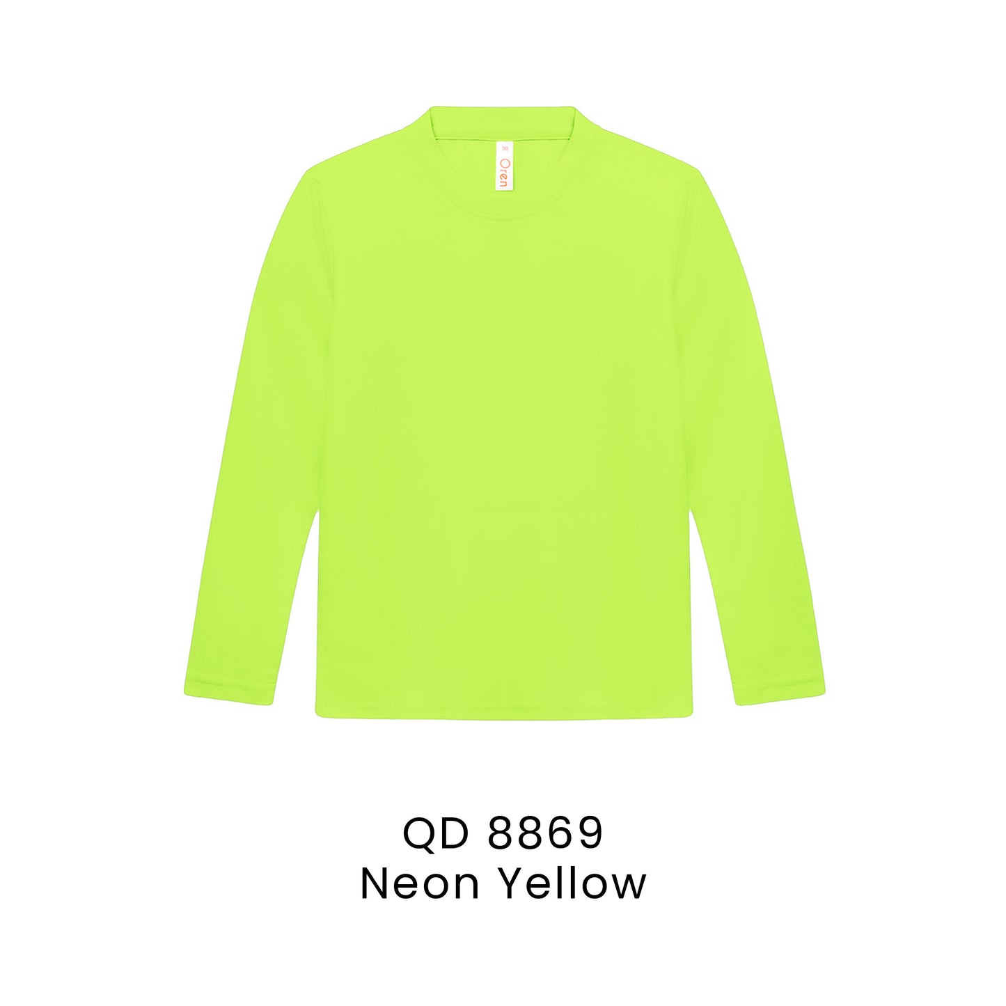 QD 8869 Neon Yellow - QD88 kids microfibre eyelet long sleeve t-shirt in 160gsm