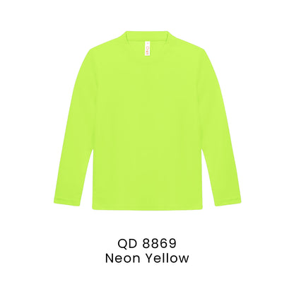QD 8869 Neon Yellow - QD88 kids microfibre eyelet long sleeve t-shirt in 160gsm