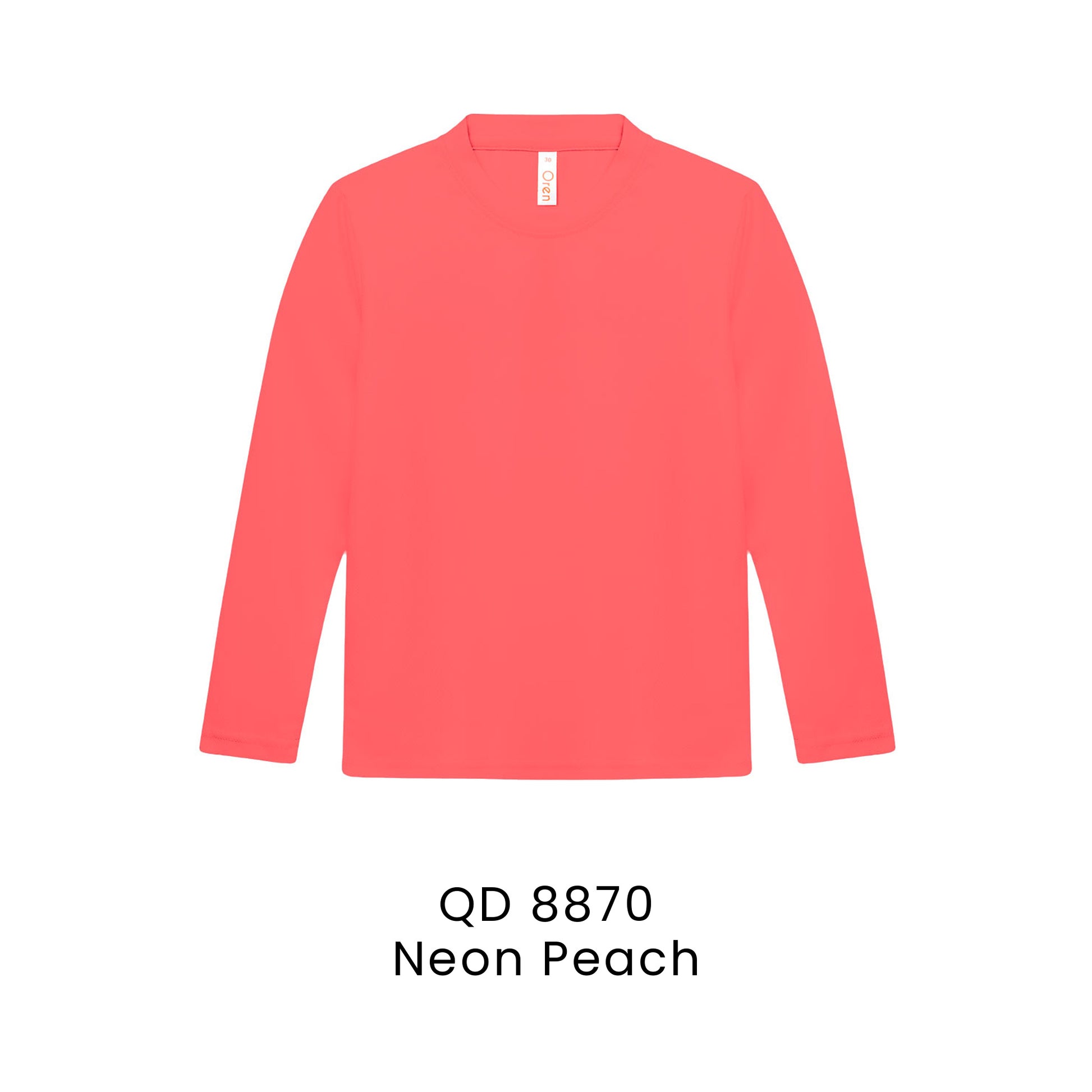 QD 8870 Neon Peach - QD88 kids microfibre eyelet long sleeve t-shirt in 160gsm