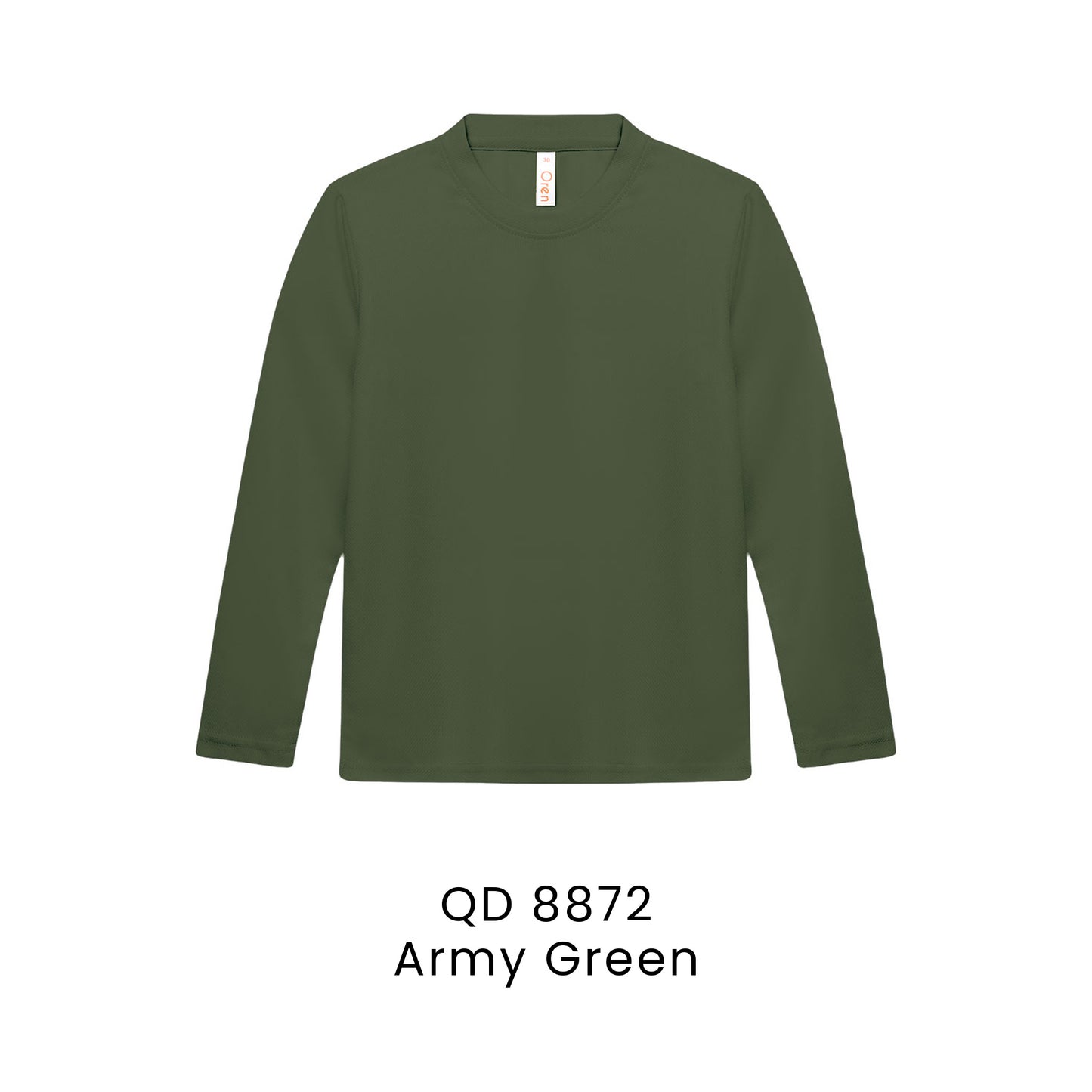 QD 8872 Army Green - QD88 kids microfibre eyelet long sleeve t-shirt in 160gsm