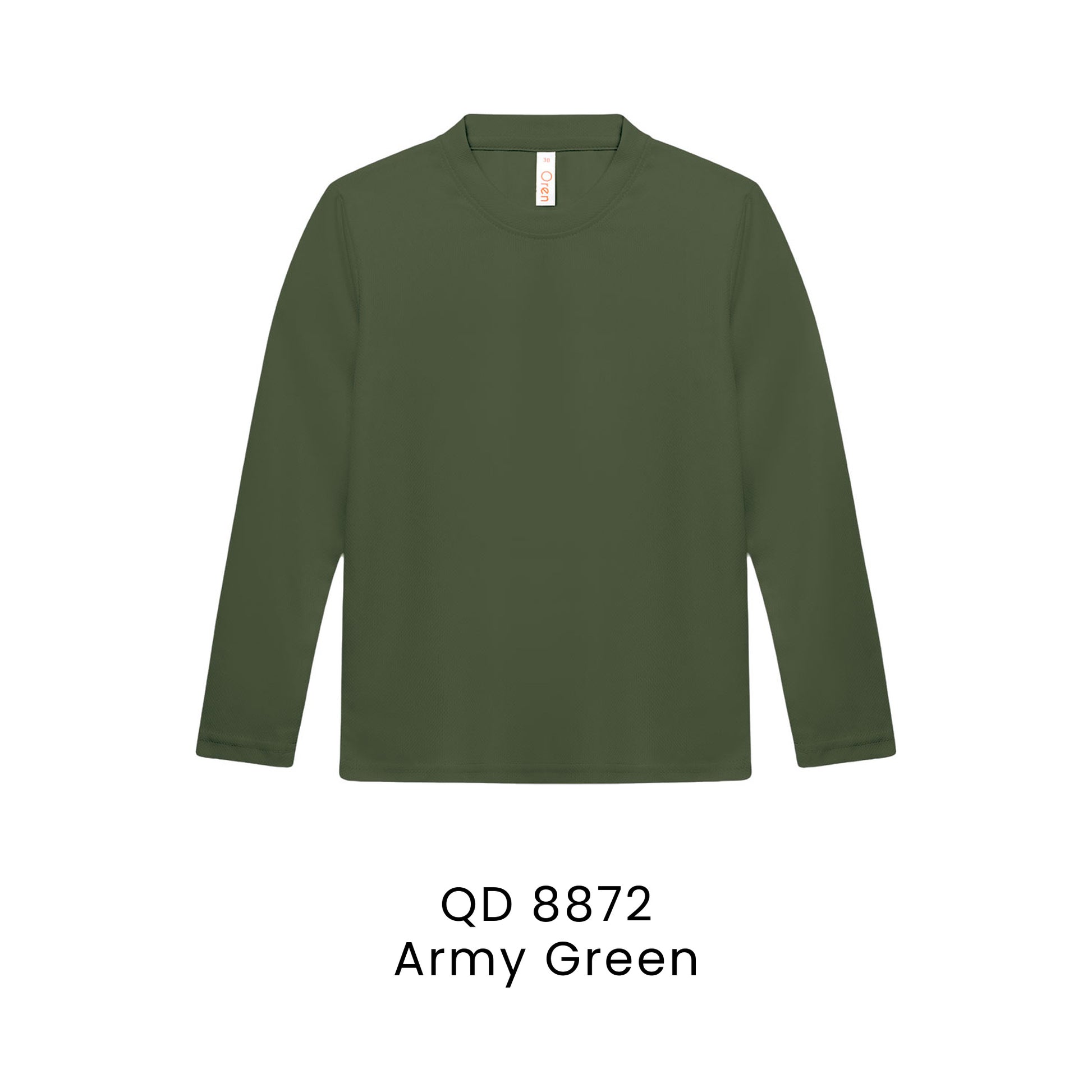 QD 8872 Army Green - QD88 kids microfibre eyelet long sleeve t-shirt in 160gsm