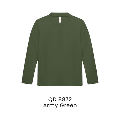 QD 8872 Army Green - QD88 kids microfibre eyelet long sleeve t-shirt in 160gsm