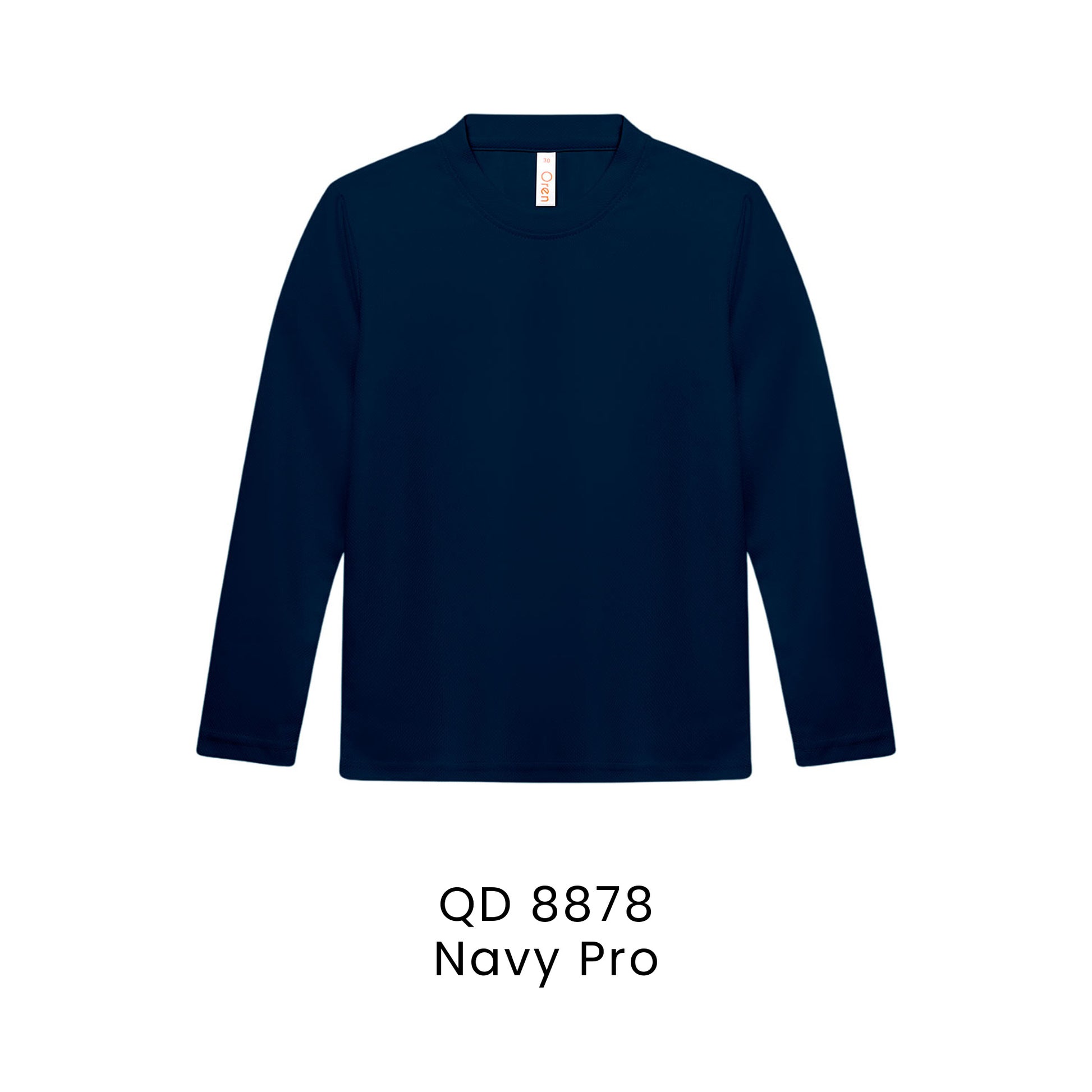 QD 8878 Navy Pro - QD88 kids microfibre eyelet long sleeve t-shirt in 160gsm