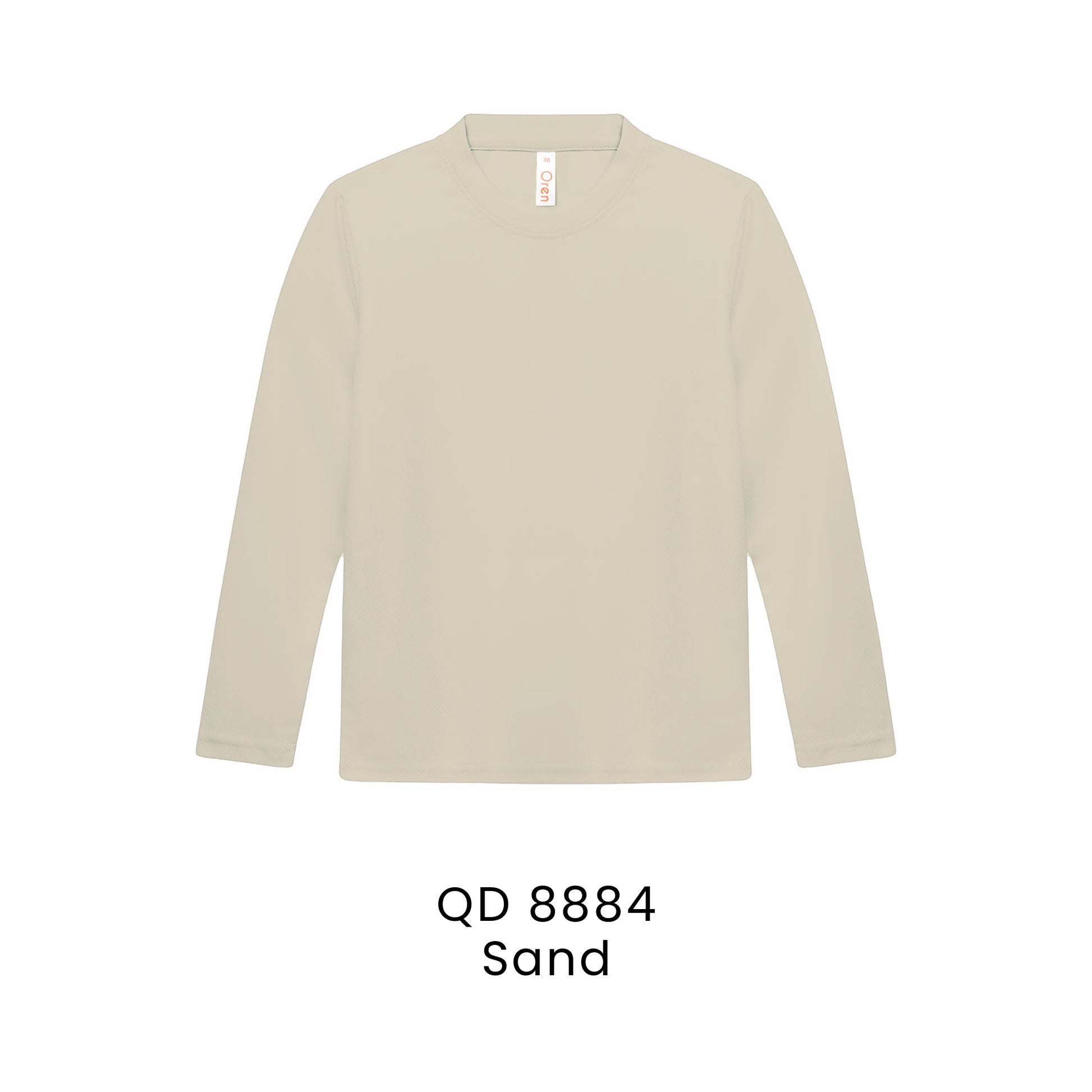 QD 8884 Sand - QD88 kids microfibre eyelet long sleeve t-shirt in 160gsm