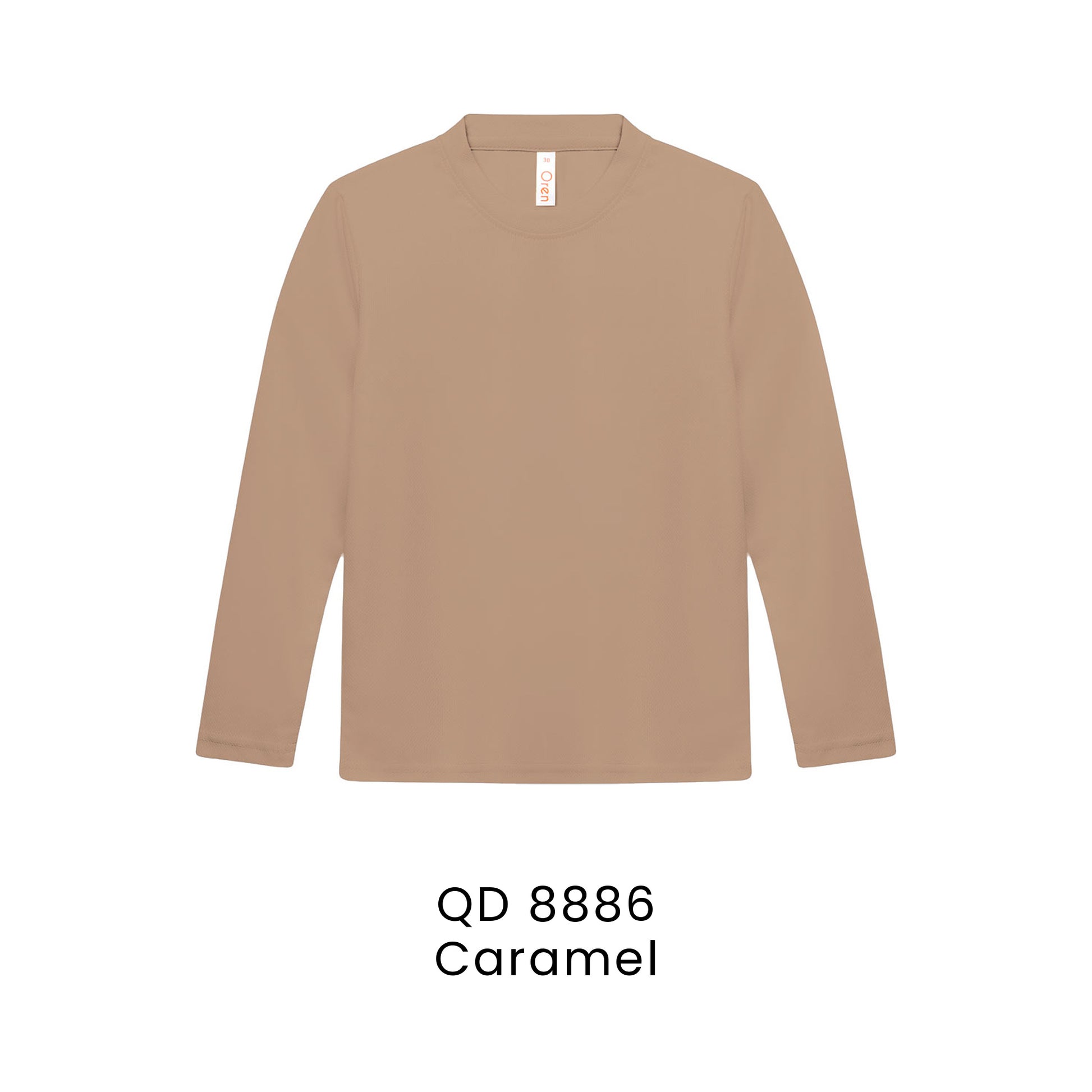 QD 8886 Caramel - QD88 kids microfibre eyelet long sleeve t-shirt in 160gsm