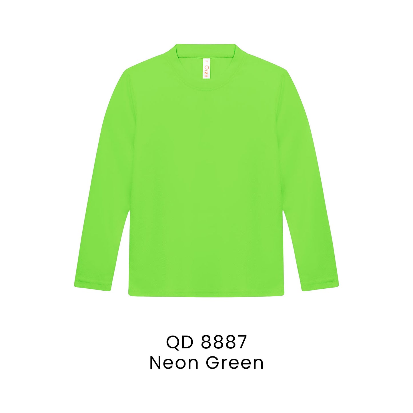QD 8887 Neon Green - QD88 kids microfibre eyelet long sleeve t-shirt in 160gsm