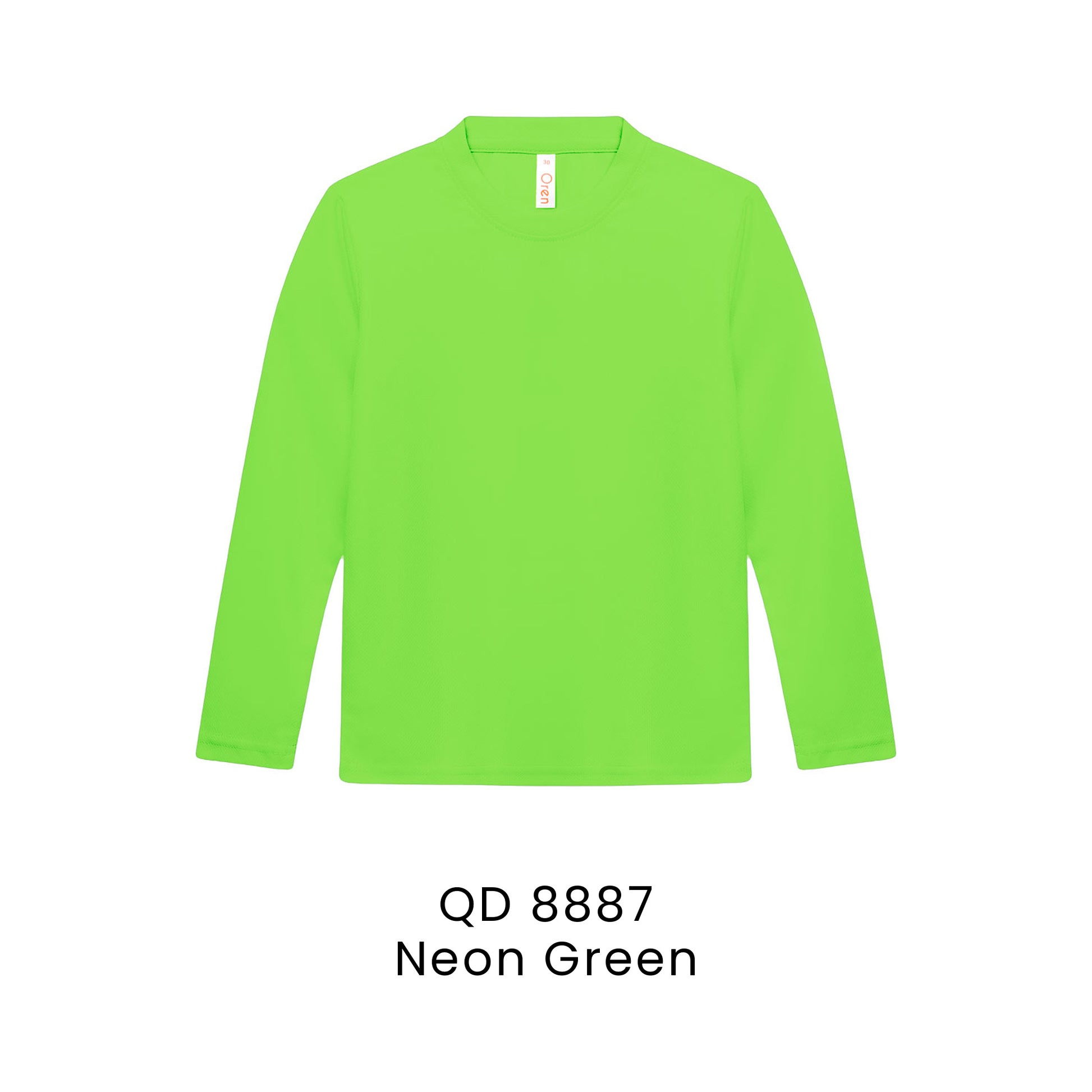 QD 8887 Neon Green - QD88 kids microfibre eyelet long sleeve t-shirt in 160gsm