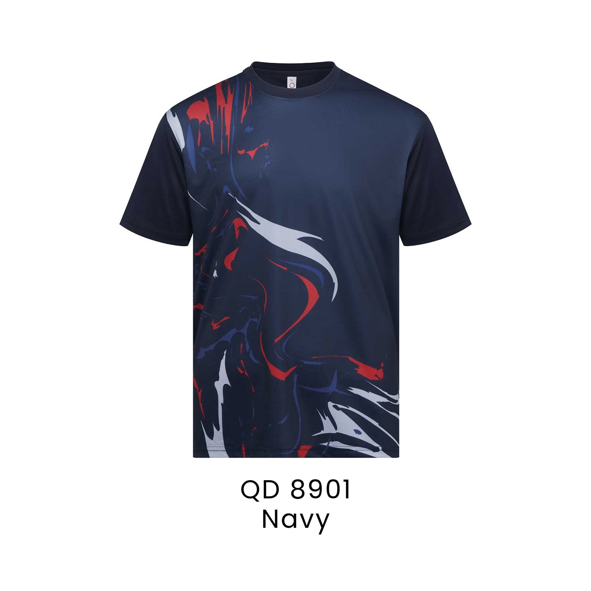 QD 8901 Navy - QD89 unisex sublimation mini eyelet t-shirt in 100% microfibre 150gsm