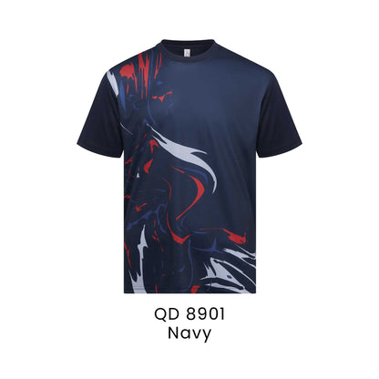 QD 8901 Navy - QD89 unisex sublimation mini eyelet t-shirt in 100% microfibre 150gsm