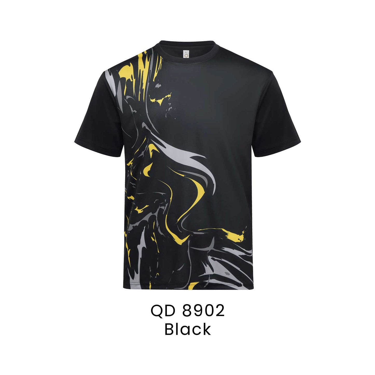 QD 8902 Black - QD89 unisex sublimation mini eyelet t-shirt in 100% microfibre 150gsm