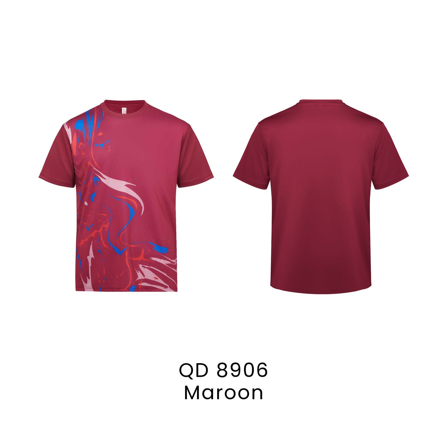 QD 8906 Maroon - QD89 unisex sublimation mini eyelet t-shirt in 100% microfibre 150gsm